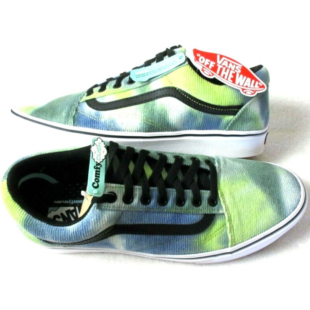 Vans Women's Comfycush Old Skool Blotched Tie Dye Corduroy Skate Shoes Size 7.5